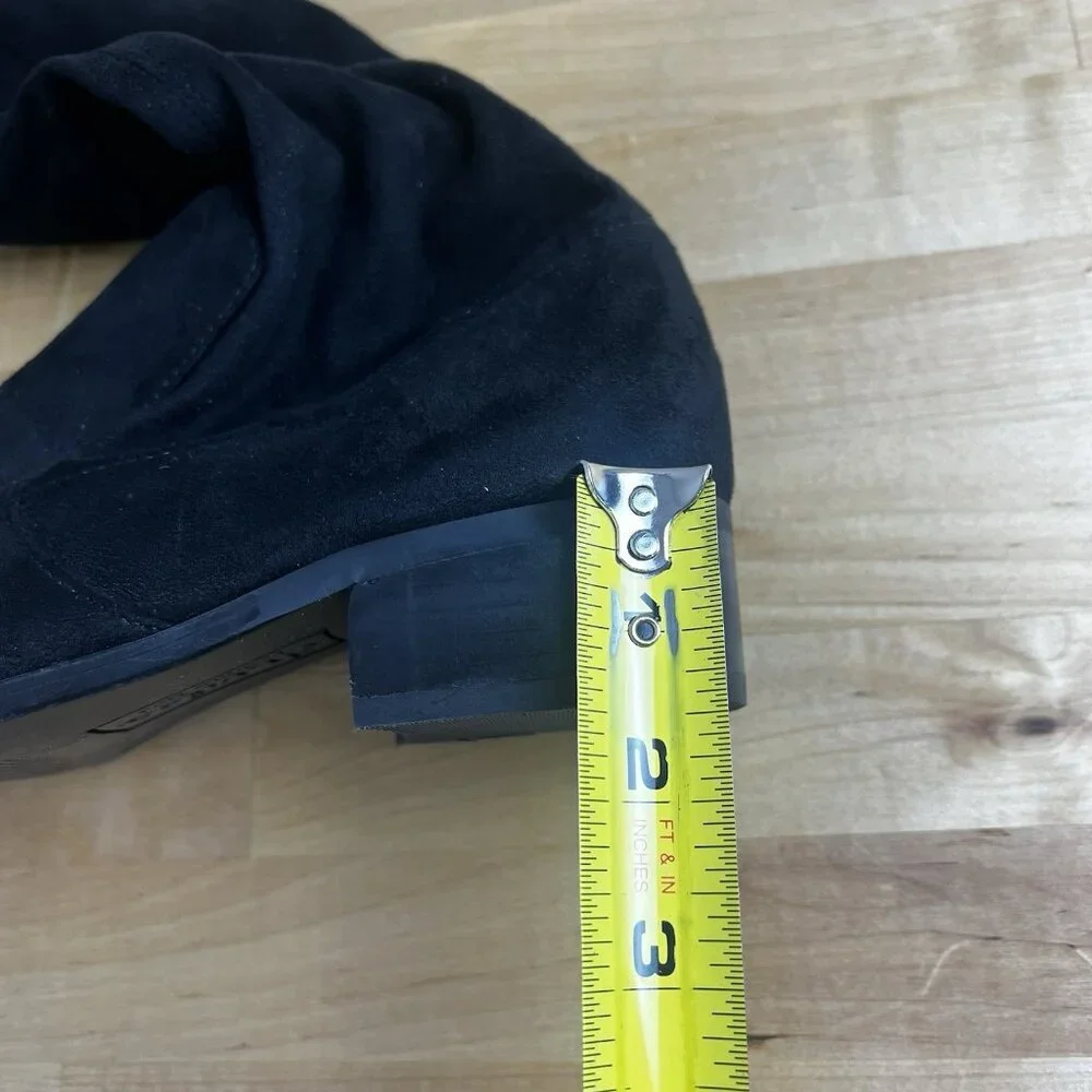 Charles David Over the Knee Boot Black Gammon Stretch Round Toe Tie Size‎ 6